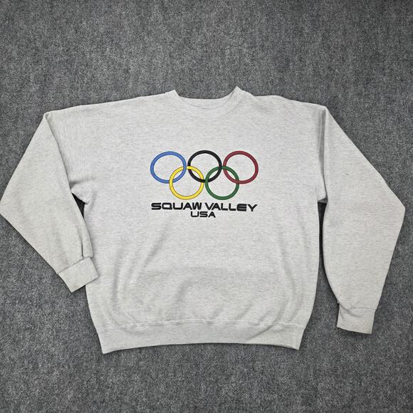 Vintage Squaw Valley USA Olympics Sweatshirt Mens XL Gray Crewneck Pullover 90s - Picture 1 of 16